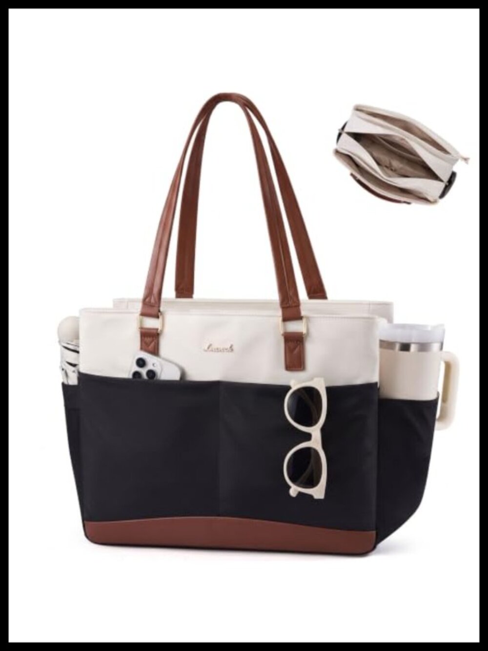 Laptop Tote Bag with 40oz Cup Holder